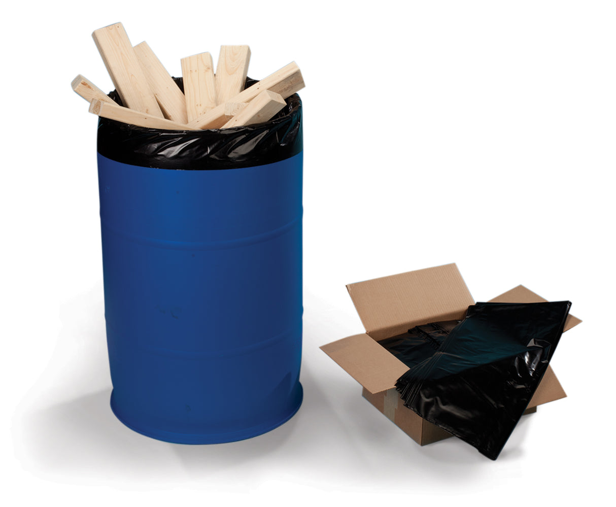 Black LDPE Drum Liners 38 x 65 x 6 Mil Case:50 55-60 Gallons