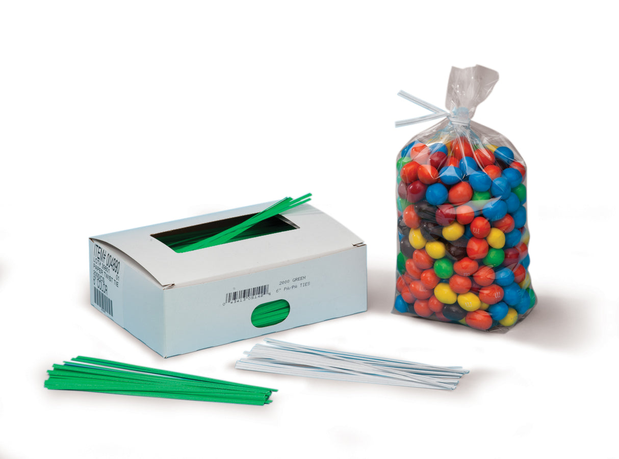 White Paper Covered Twist Ties 6 in Case:2000