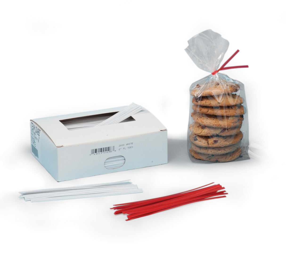 White Vinyl Twist Ties 6 in Case:2000