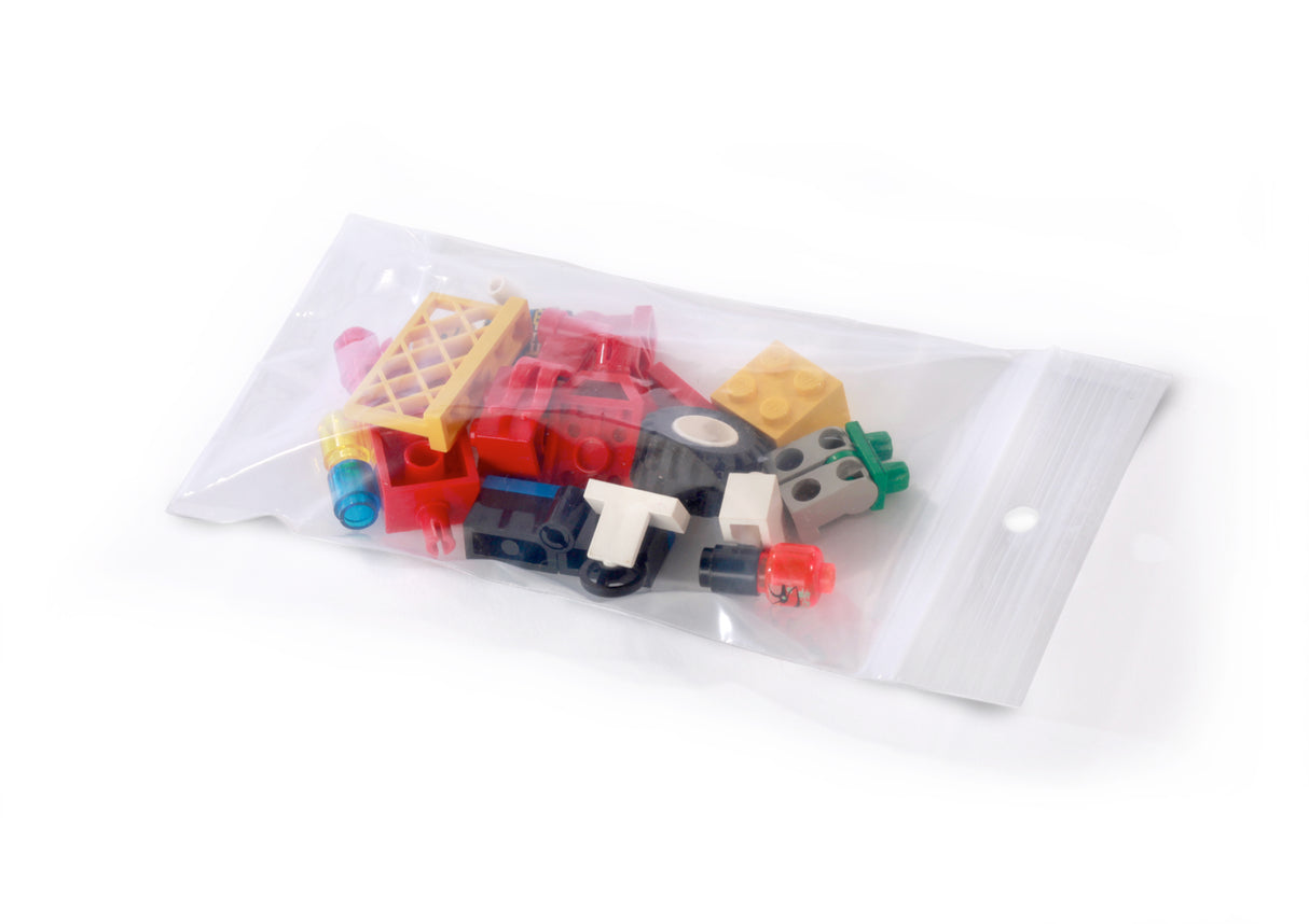 Reclosable Bags w/Hang Holes 3 x 4 x 2 Mil Case:1000