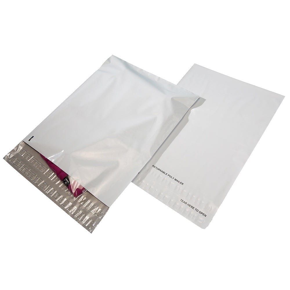 14 x 17 Poly Mailers Envelopes Shipping Bags White Returnable 2.5 mil case:500
