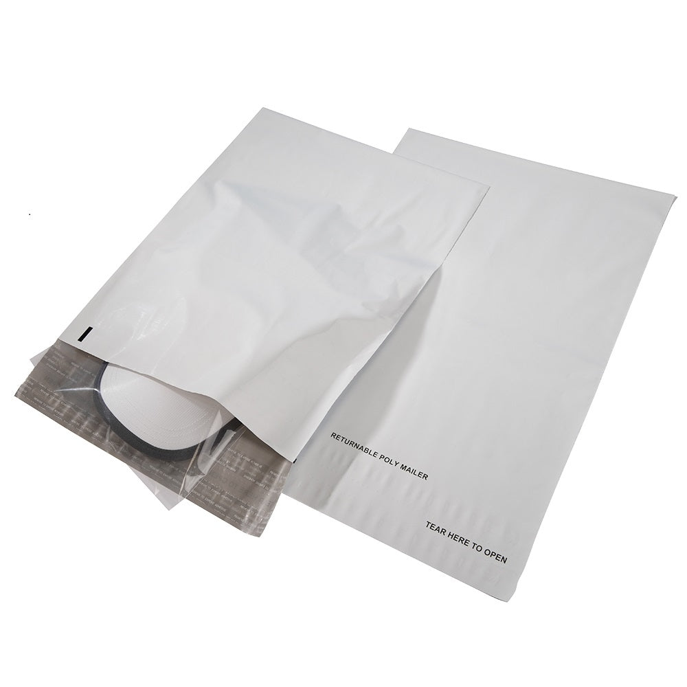 12 x 15.5 Poly Mailers Envelopes Shipping Bags White Returnable 2.5 mil case:500
