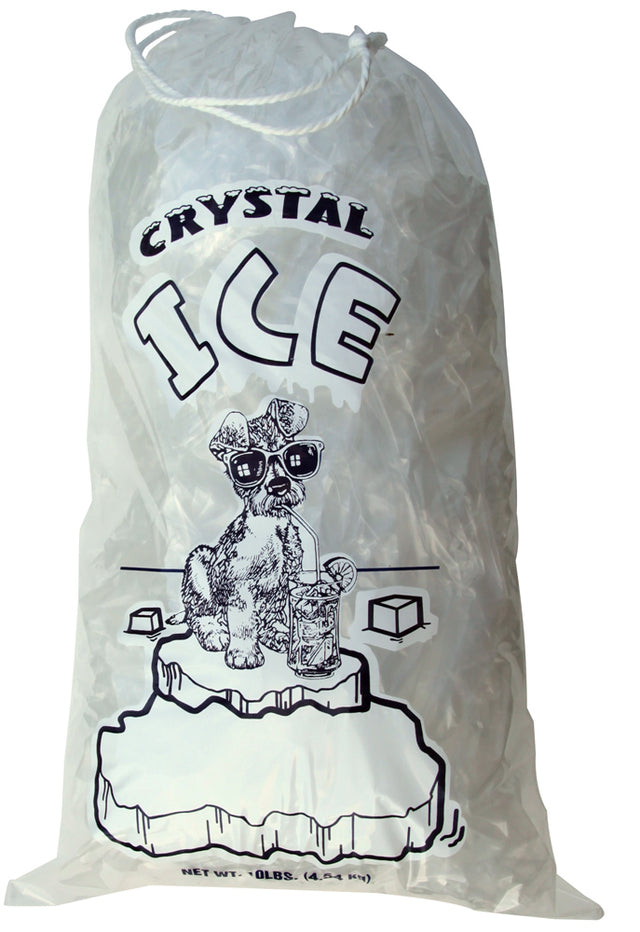 10 lb Ice Bags with Drawstring 11  x 19 x 1.4 mil Case:500