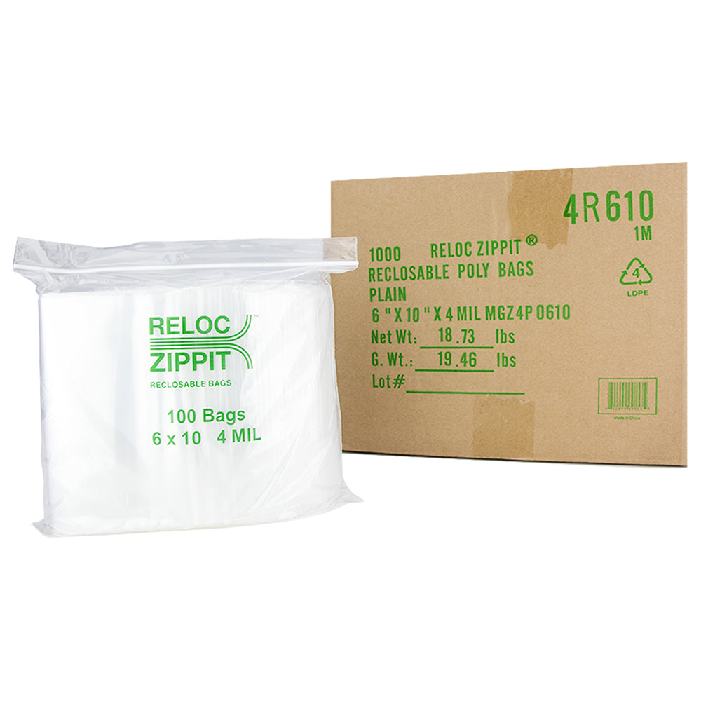 VALUE Zip Reclosable Lock Bags 6 x 10 x 4 Mil Case:1000
