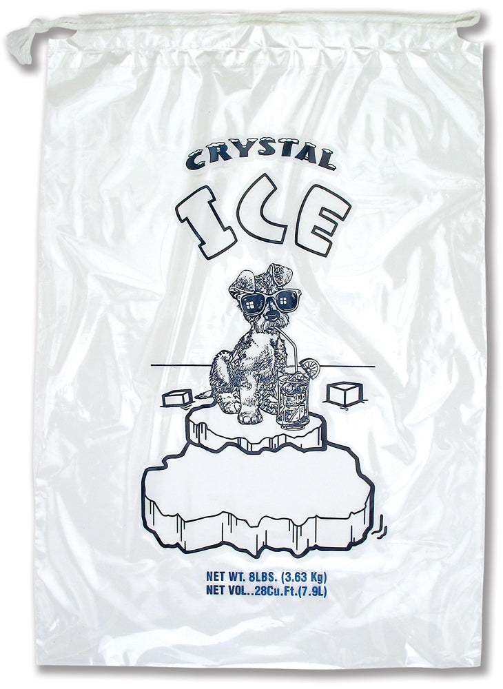 8 lb Ice Bags with Drawstring 11 x 18 x 1.4 mil Case:500