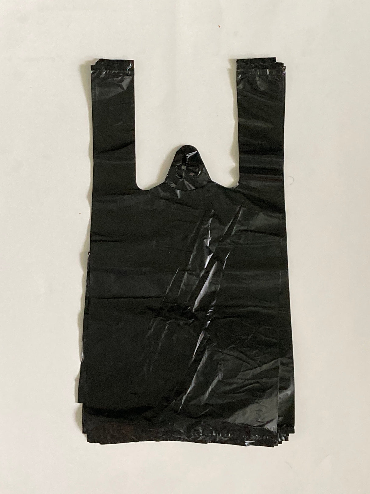 Thank You T Shirt Bags pk. of 1000 Black 8x4x16 14 Microns 1/10 size Plastic Shopping Bags