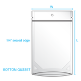 5" x 3" x 8.5" Clear Front Silver Back Zip Lock Barrier Stand Up Pouches with Hang Holes 3 Mil 4 oz Case:1000
