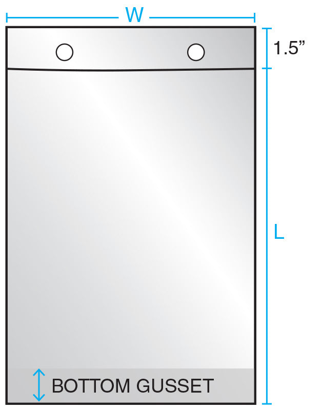Clear Wicketed Bags 11 x 17 x 1 Mil 4 in Bottom gusset, mounted 250 per 5 in wicket Case:1000