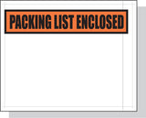Packing List Envelopes Orange Panel Face 4.5 x 5.5 White Back/Clear Front w/Print Case:1000
