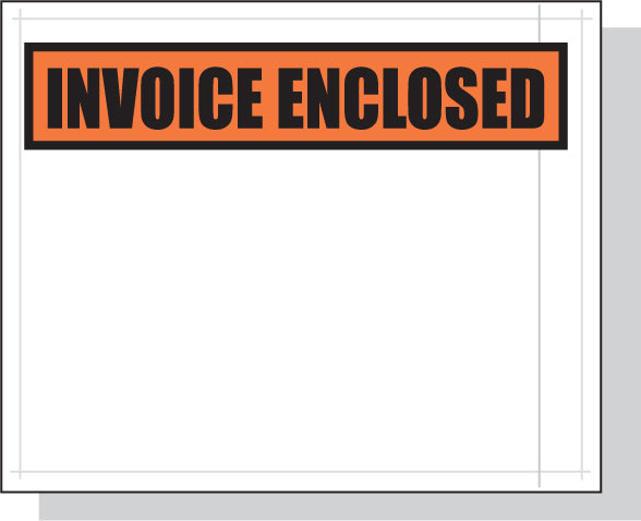 Packing List Envelopes Orange Invoice Enclosed Panel 4.5 x 5.5 White Back/Clear Front w/Print Case:1000