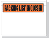Packing List Enclosed Envelopes Orange Panel Face 7 x 5.5 White Back/Clear Front w/Print Case:1000
