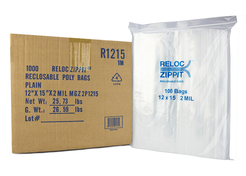 VALUE Zip Reclosable Lock Bags 12 x 15 x 2 Mil Case:1000