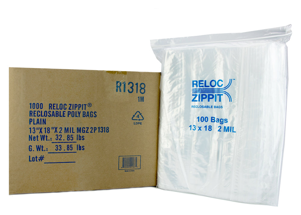 VALUE Zip Reclosable Lock Bags 13 x 18 x 2 Mil Case:1000
