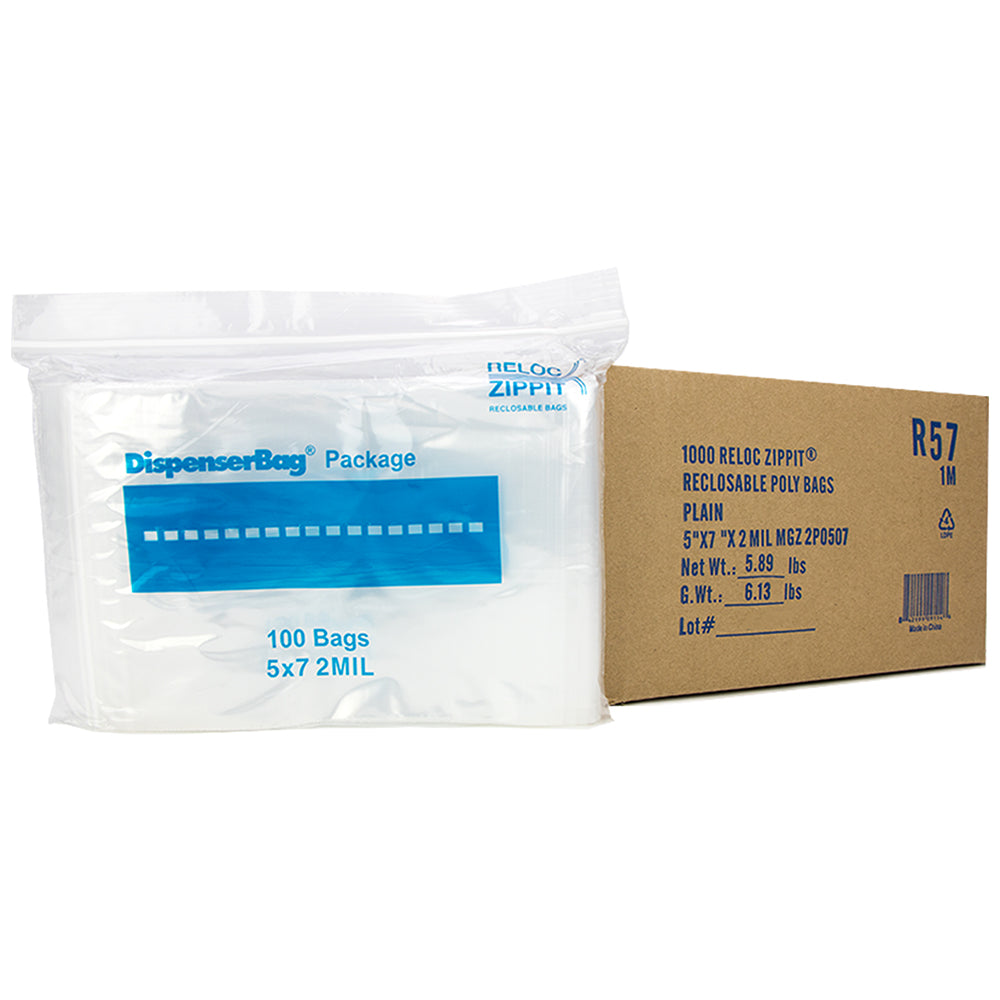 VALUE Zip Reclosable Lock Bags 5 x 7 x 2 Mil Case:1000