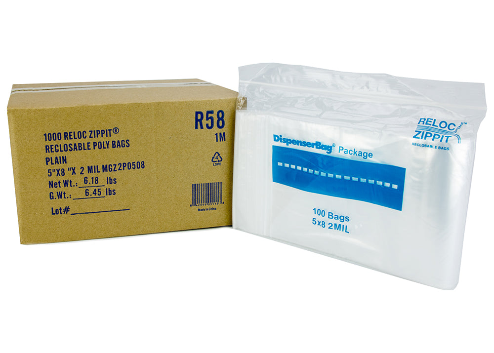 VALUE Zip Reclosable Lock Bags 5 x 8 x 2 Mil Case:1000