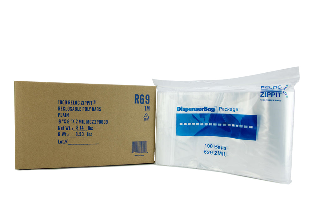 VALUE Zip Reclosable Lock Bags 6 x 9 x 2 Mil Case:1000