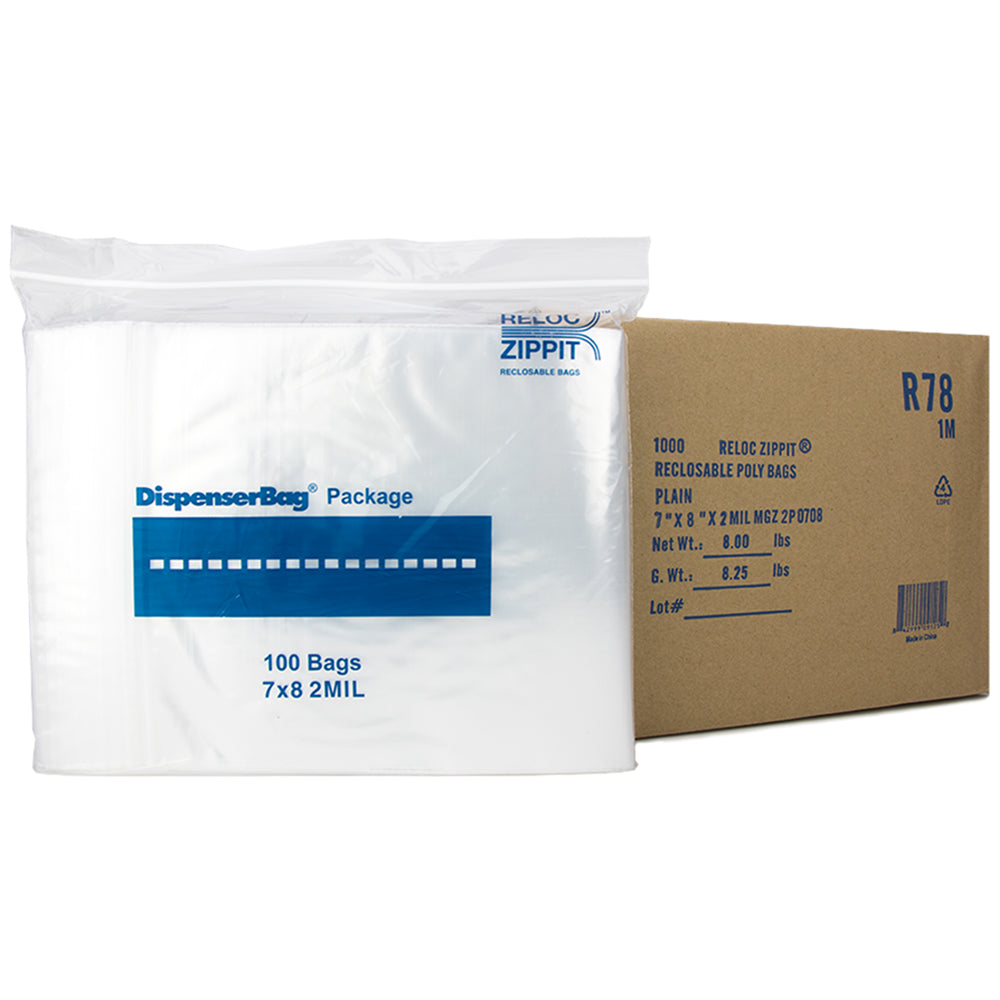 VALUE Zip Reclosable Lock Bags 7 x 8 x 2 Mil Case:1000