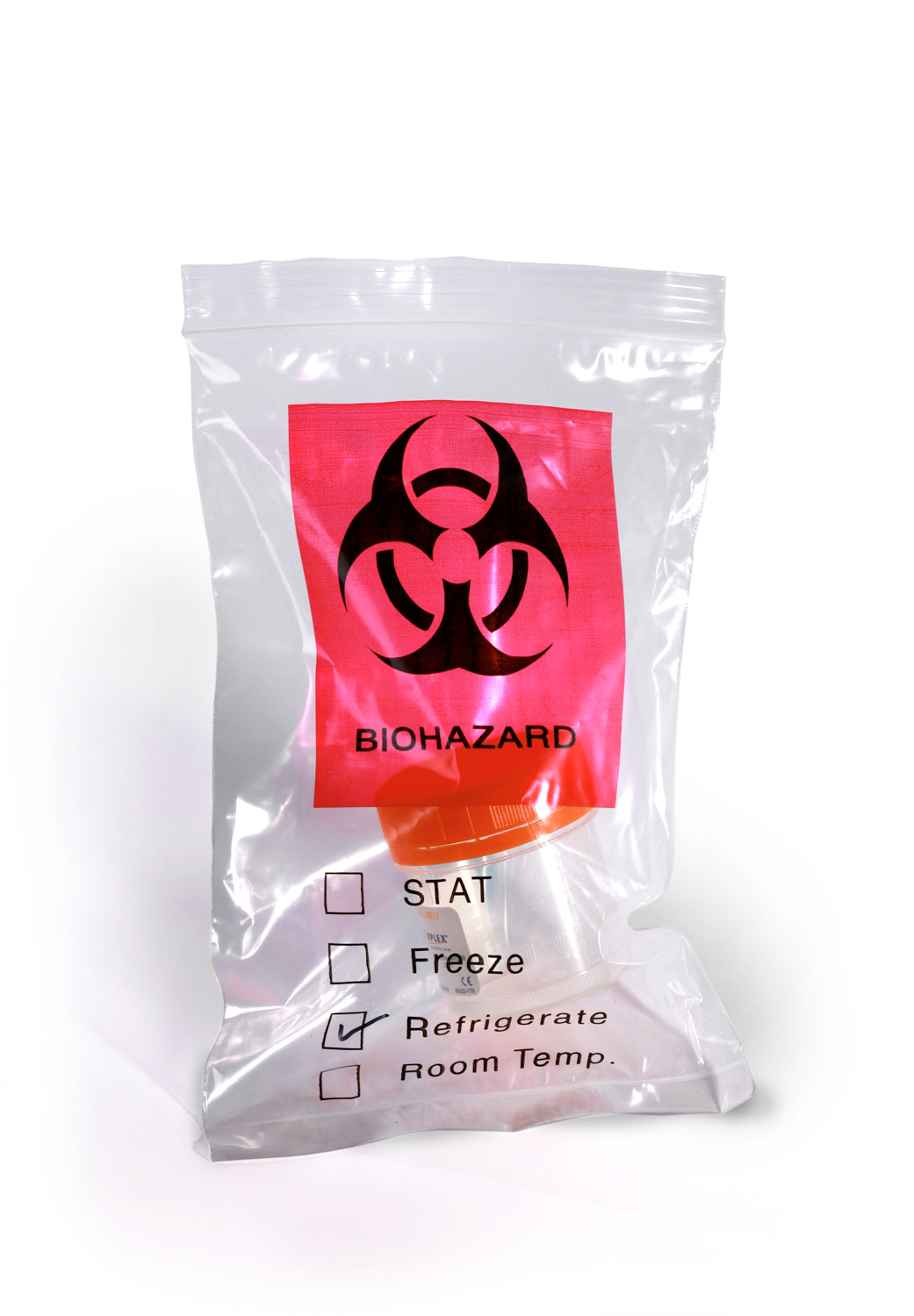 8 x 10 Reclosable Biohazard Specimen Bags 3-Ply 2 Mil Case:1000
