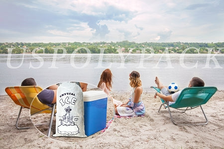 8 lb Ice Bags with Drawstring 11 x 18 x 1.4 mil Case:500