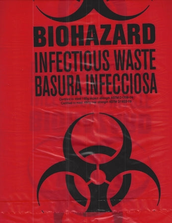 40-45 Gallon 40 x 46 Red Biohazard Bags 1.25 mil Case:150