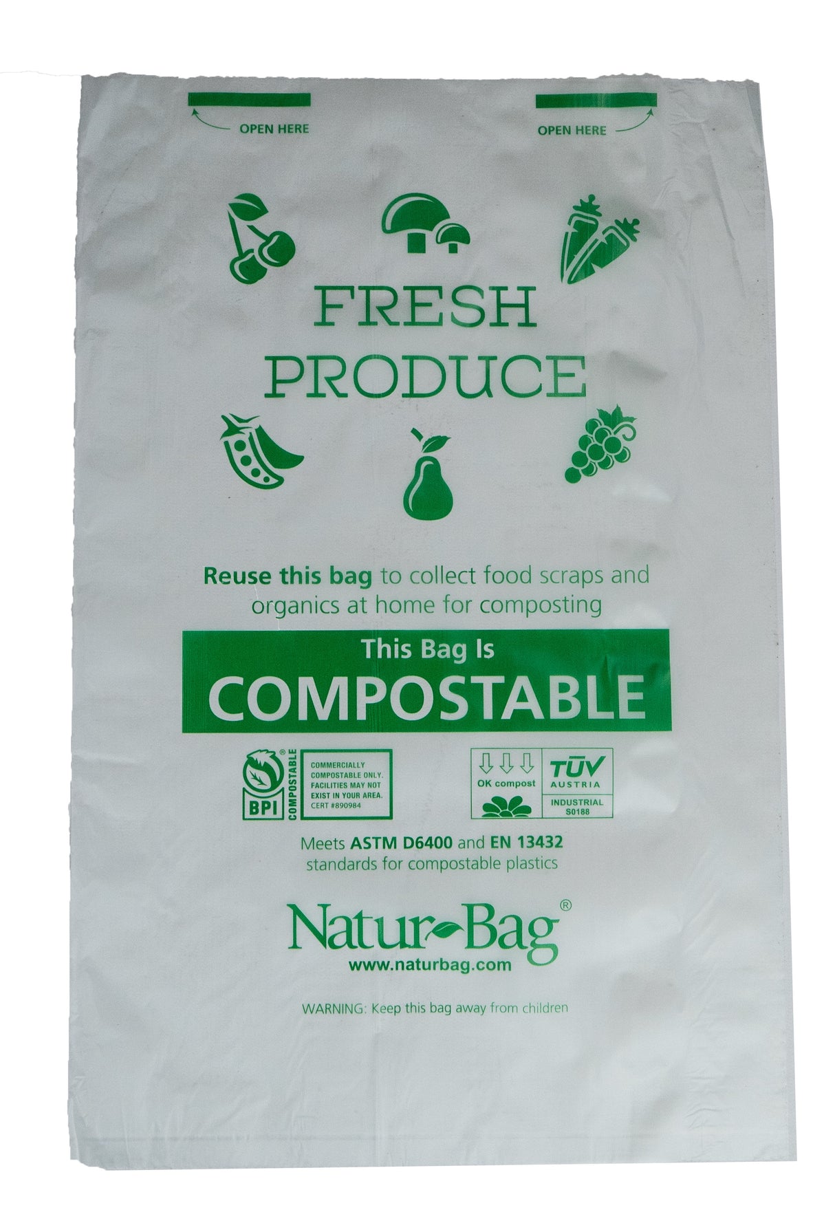 15x17 Compostable Produce Bags on a Roll 0.5 mil Case:1200 NT1075-X-00006