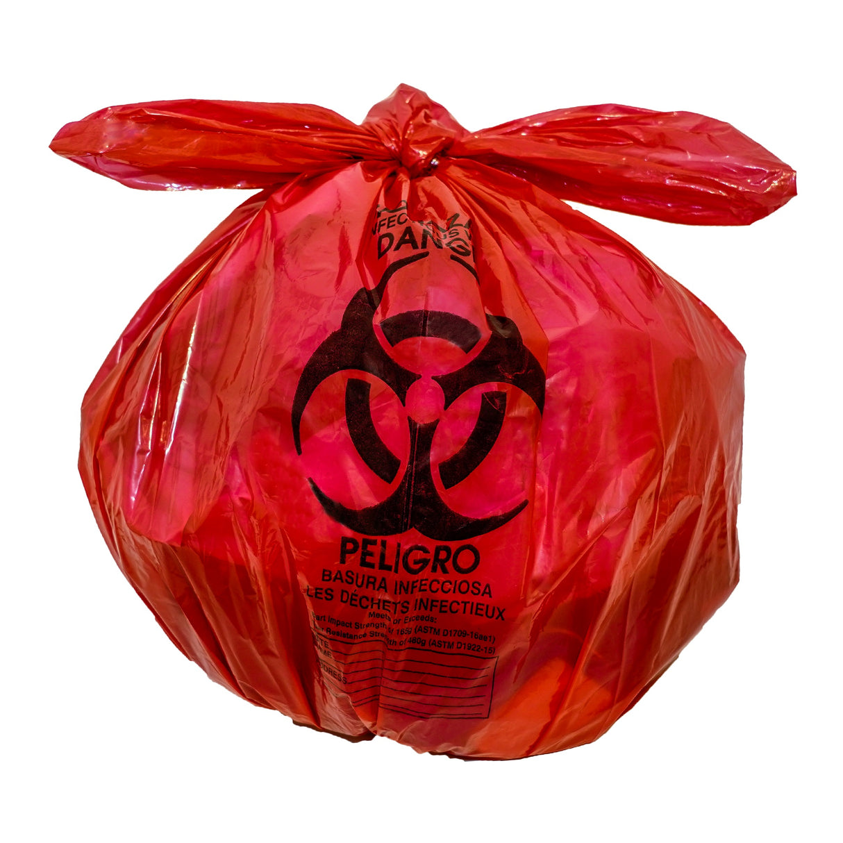12 - 16 Gallon 24 x 32 Red Biohazard Bags 1.2 mil Case:250