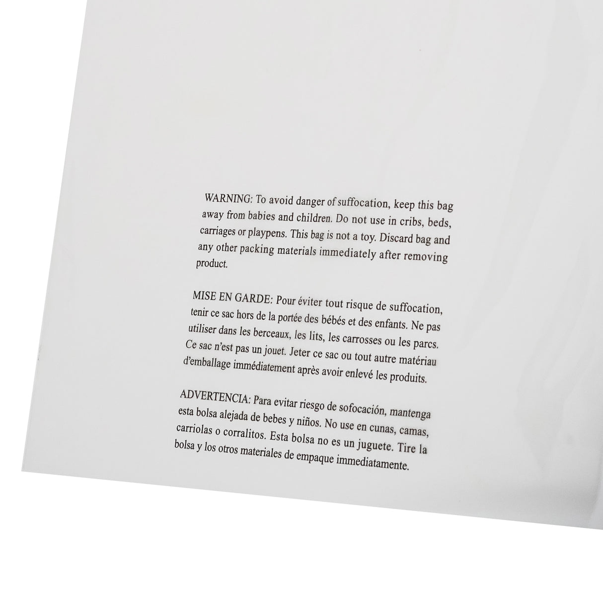 Suffocation Warning Poly Bags Self Seal 10 x 15" 1.5 Mil SUB PACK:100