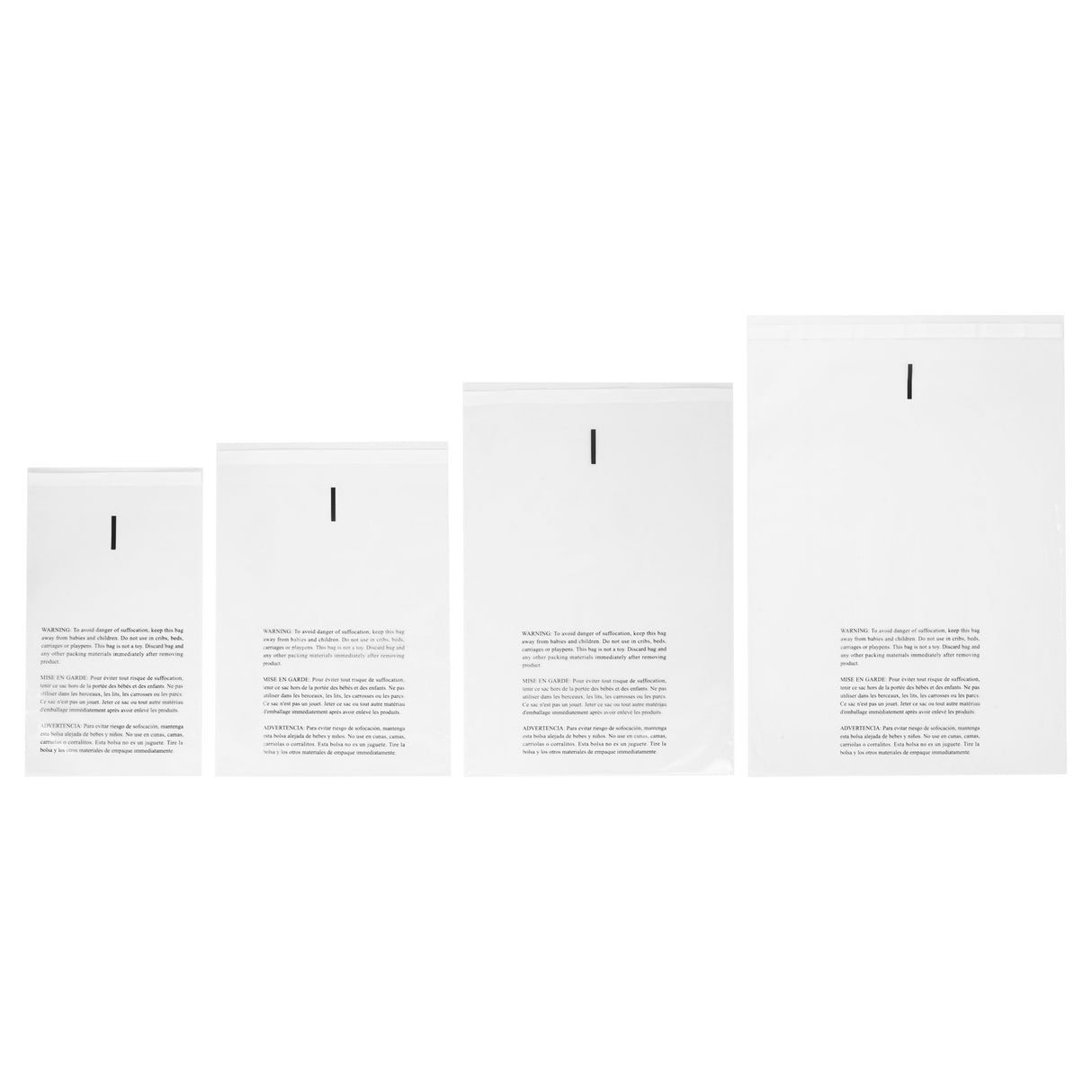 Combo Pack Self Seal Suffocation Warning Poly Bags- 6x9, 8x10, 9x12, 11x14 SUB PACK:400